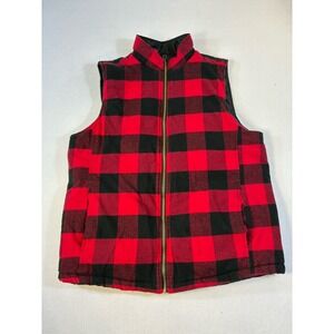 Weatherproof Vintage Reversible Buffalo Plaid Puffer Vest Red Black Large